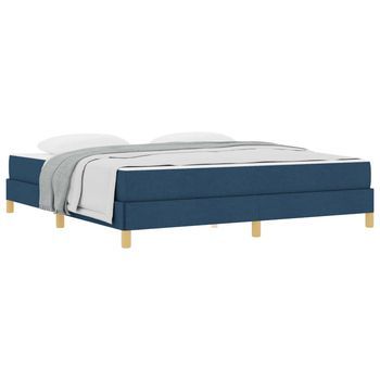 Cama Tapizada  200 X 180 Cm  Madera - Azul
