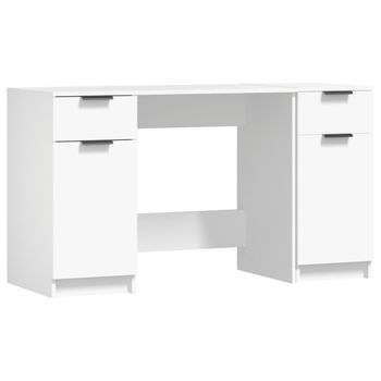 Escritorio Con Armario Lateral Madera Contrachapada Blanco Vidaxl