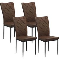 set 4 sillas de comedor sillas de cocina vintage de piel sintetica asiento acolchado patas de metal oscuro - marron - woltu