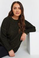 yours jersey de punto verde y negro con hombro caido mujer curvy y tallas grandes yours