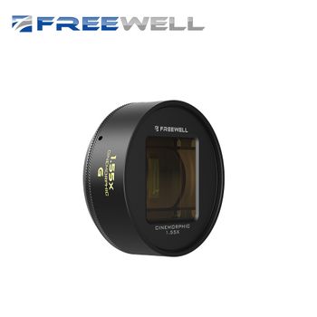 Freewell 1.55x Lente anamórfica azul/dorada compatible con fundas Sherpa para iPhone: avanzada sus accesorios cinematográficos móviles