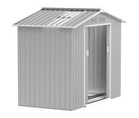outsunny caseta de jardin exterior 25 m 213x130x185 cm cobertizo de jardin exterior metalico con 2 puertas correderas claraboya base refuerzo suelo no incluido y 4 ventanas gris plata