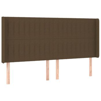 Cabecero Cama Mueble De Dormitorio Con Led De Tela Oscuro 183 X 16 X 118/128 Cm Marrón M02_0001059