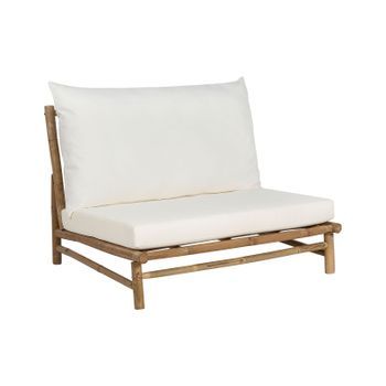 Silla Baja De Exterior E Interior Con Cojines Madera De Bambú Con Respaldo Mobiliario De Interior Exterior Jardín Claro Y Blanco Todi