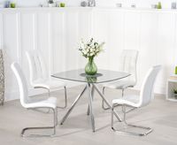 elva 100cm glass dining table with lorin chairs