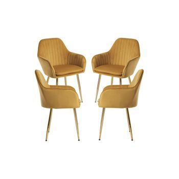 Pack 4 Sillas Chic Golden De Terciopelo 87*56*44 Cm - Mostaza