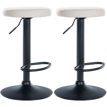 Set De 2 Taburetes De Bar Ponte En Polipiel Simil Cuero Blanco 38.5x38.5x60 Cm Clp