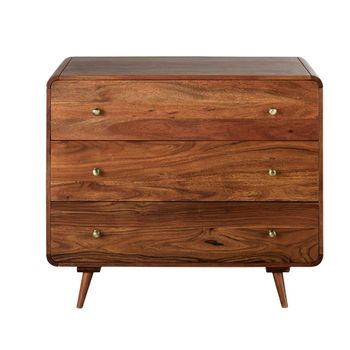Cómoda de 90 cm de acacia maciza con 3 cajones