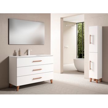 Mueble Fusta 120 Cm 3c, Blanco Mate. Pack Mueble + Lavabo.