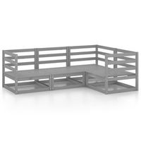 conjunto de muebles de jardin 4 uds  mesa y sillas gris madera maciza de pino