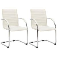 lote de 2 sillas de visita tira imitacion cuero simil cuero crema 60x56x95 cm clp