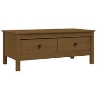 mesa de cafe - mesa de centro madera maciza de pino marron miel 100x50x40 cm