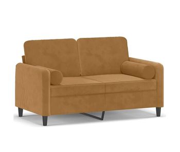Vidaxl sofá de 2 plazas con cojines terciopelo marrón 120 cm