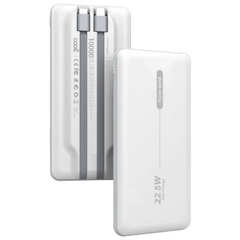 Cool Batería Externa Universal Power Bank 10.000mAh PD 22.5W (2 Cables) Blanco