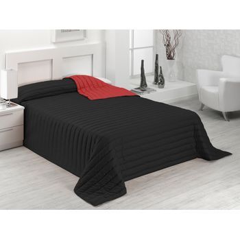 Colcha Bicolor Multiuso Tutto 300x270 Cm - Rojo/negro (disponible En Varias Medidas Y Colores) - Cama 200
