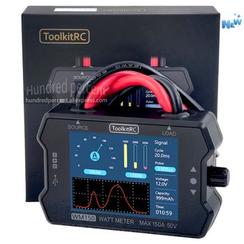 NUEVO Medidor de Potencia ToolkitRC WM150 150A 50V con Pantalla LCD, Analizador de Energía, Probador de Voltaje y Corriente, Salida PWM para Medición de Potencia RC
