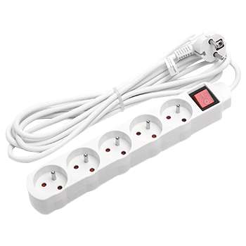 Aigostar Regleta alargador de 5 Tomas con Interruptor y Protección Infantil, 3 M, Blanco, 16A 250V