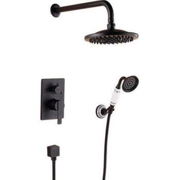 Conjunto De Ducha Empotrada Monomando A Pared Florina Negra 20 Cm X 20 Cm Negro
