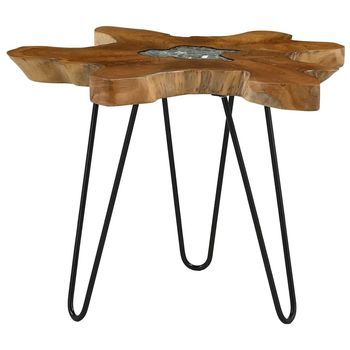 Mesa De Centro De Madera Maciza De Teca Y Polirresina 70x45 Cm Vidaxl