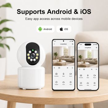 Cámara de Seguridad WiFi para Hogar Inteligente, Visión Nocturna a Todo Color con LED IR, Detección de Movimiento, Audio Bidireccional, 100 °   Cámara de Vigilancia Interior de Gran Angular