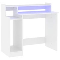 mesa de escritorio   escritorio de despacho  escritorio con luz led madera contrachapada blanco 97x45x90 cm