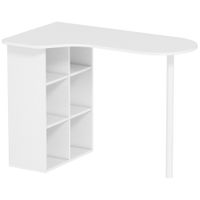 homcom escritorio curvo con 6 compartimentos y 4 baldas regulables r blanco 100 x 59 x 755 cm