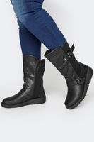 botas negras con hebillas en ancho especial