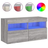 mueble de tv de pared con luces led gris sonoma 80x30x40 cm vidaxl