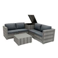 conjunto modular de muebles de patio de ratan - gris 6 piezas