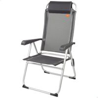 silla camping plegable multiposicion con cojin 44x55x101 cm gris oscuro