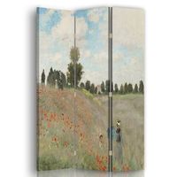 legendarte - biombo amapolas en argenteuil - claude monet - separador de ambientes para interiores cm 110x150 3 paneles