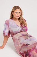 yours london vestido midi rosa estampado abstracto de flores mujer curvy y tallas grandes yours london