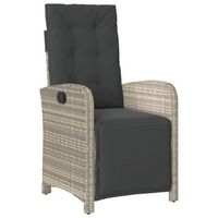 sillon reclinable de jardin  silla de jardin  silla de exterior con reposapies ratan pe gris claro