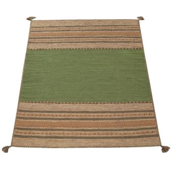 Alfombra tejida a mano Kilian verde 80x150 cm