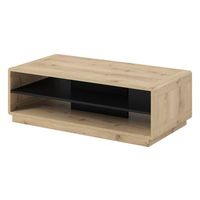 mesa de centro color roble y negro coleccion villa con espacios de almacenamiento
