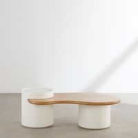mesa de centro de mango macizo y metal de 125 cm