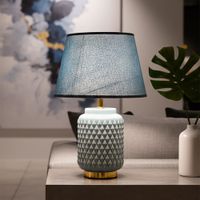 lampara de mesa de ceramica azul claro o 28x44 cm