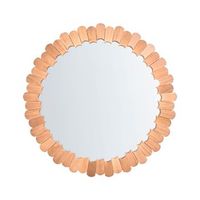 espejo de pared redondo de estilo escandinavo con marco de madera de paulownia decorativo marron alzon