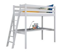 cama alta de madera con escritorio n02 gris