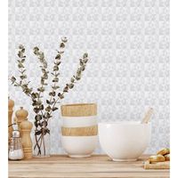 papel pintado vinilico lavable ligeramente metalizado con textura en relieve - claxton tiles 680966 de gaulan - rollo de 10 m x 106 m