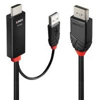 lindy 41498 adaptador de cable de vadeo 1 m hdmi  usb type-a displayport negro