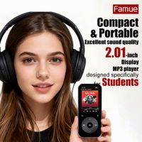reproductor mp3 ultra portatil famue bl15 para estudiantes con correa pantalla ips de 2 pulgadas sonido hifi expandible hasta 192 gb - grabadora