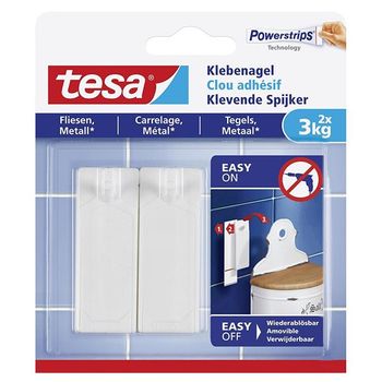 Tesa clavo adhesivo para azulejos y metal 3 kg (2 unidades)