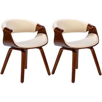 Set De 2 Sillas De Comedor Foley Tela Nogal/crema 52x62x76 Cm Clp