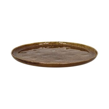 Plato llano de gres marrón