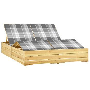 Tumbona De Jardín | Silla | Sillón Exterior Doble Y Cojines Madera De Pino Impregnada Cfw254242