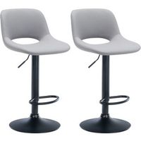 taburetes altos x2 con reposapies en pvc gris con base de metal negro 100004065