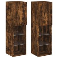 muebles de tv con luces led 2 uds roble ahumado 305x30x102 cm vidaxl