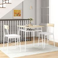 mesa y sillas de comedor de acero mdf homcom 70x70x75 cm blanco roble