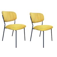 2 sillas de comedor de tela amarilla con estructura de acero